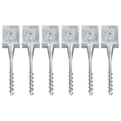 Jordspett 6 st silver 14x14x58 cm galvaniserat stål