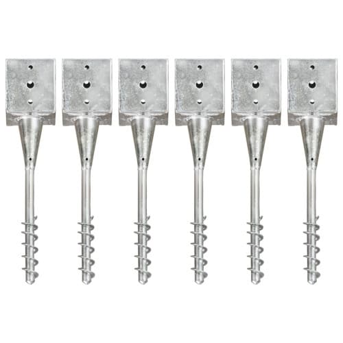 Jordspett 6 st silver 12x12x56 cm galvaniserat stål