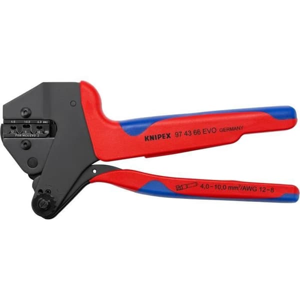 KNIPEX 97 43 66 EVO Universell Pressverktyg för Utbytbara Pressmatriser med Brunad Bi-Materiell Kåpa 200 mm