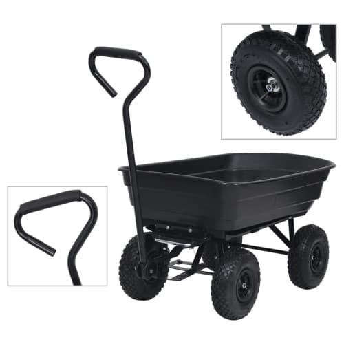 Trädgårdsvagn tippbar 300 kg 75L svart