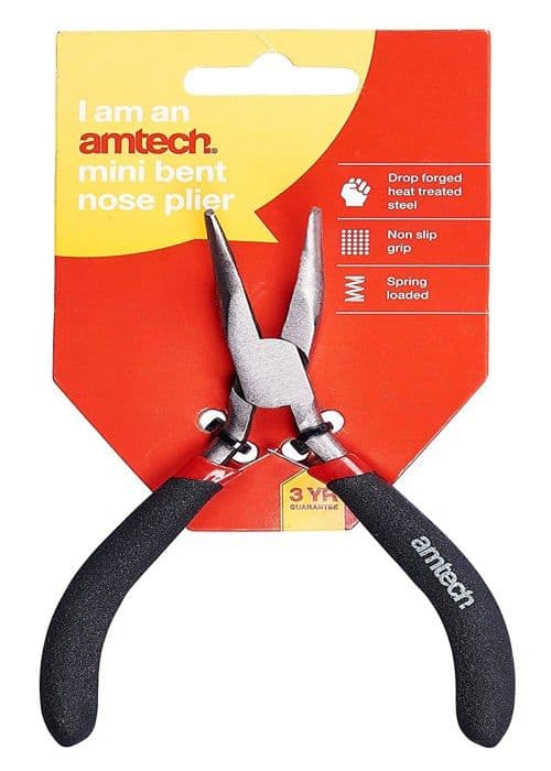 Amtech - B3190 - AM- Am-Tech Mini Lång Böjd Nos Fjäderbelastad Tång, Klar
