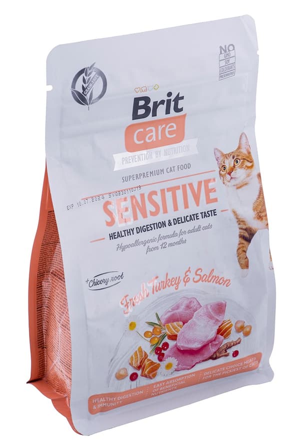 BRIT Care Spannmålsfri Sensitive Kalkon & Lax - torrfoder för katter - 400 g