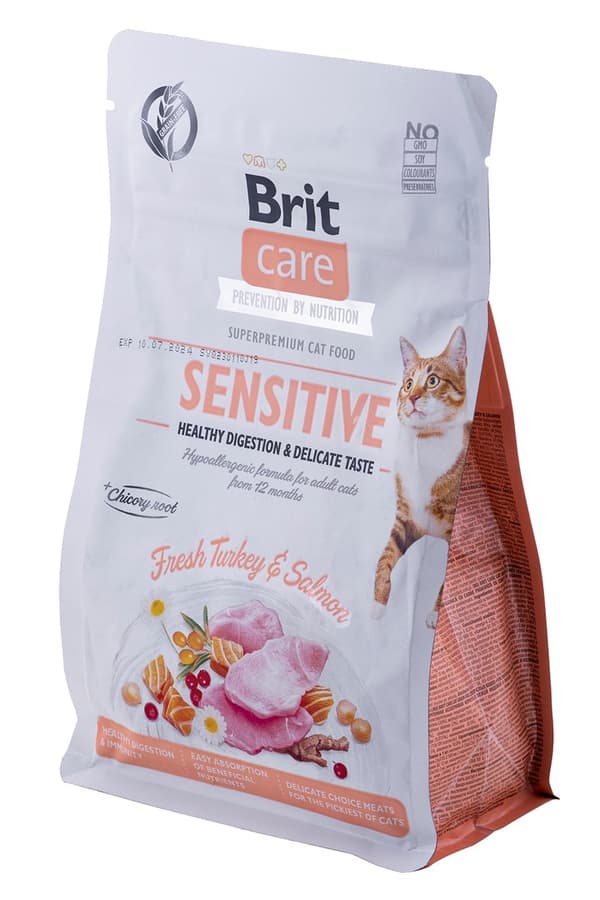 BRIT Care Spannmålsfri Sensitive Kalkon & Lax - torrfoder för katter - 400 g