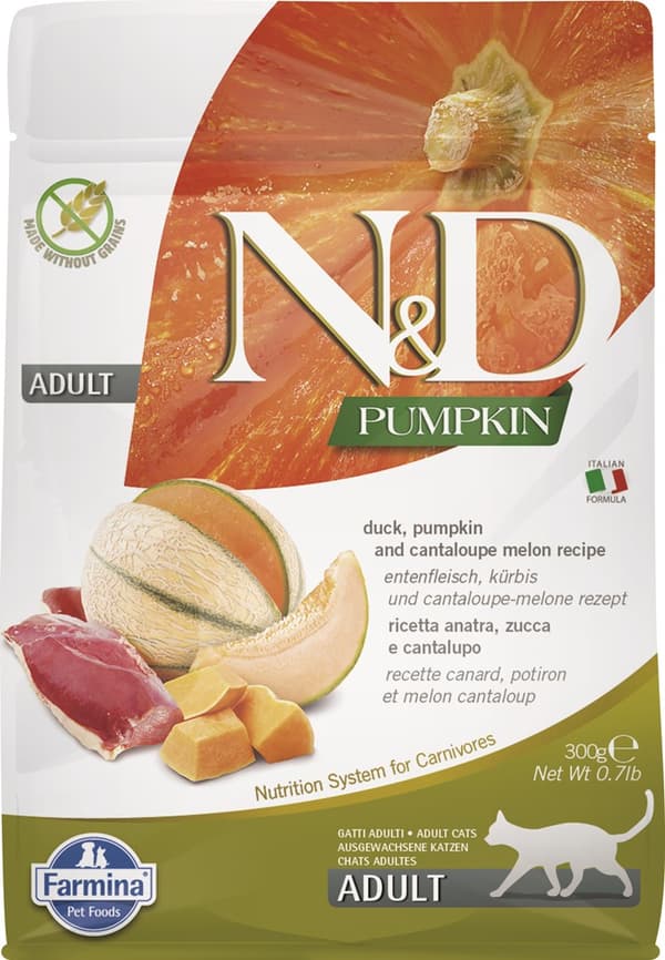 FARMINA N&D Pumpkin Cat Anka och Cantaloupe Melon Vuxen - torr kattmat - 300 g