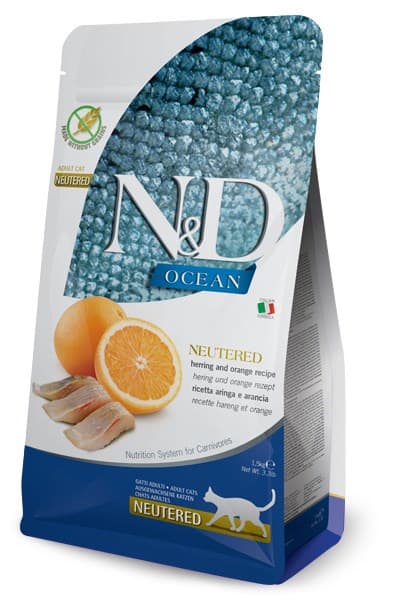 Kissan kuivaruoka - FARMINA N&D CAT OCEAN HERRING &APPELSINI KASTROITU 300g