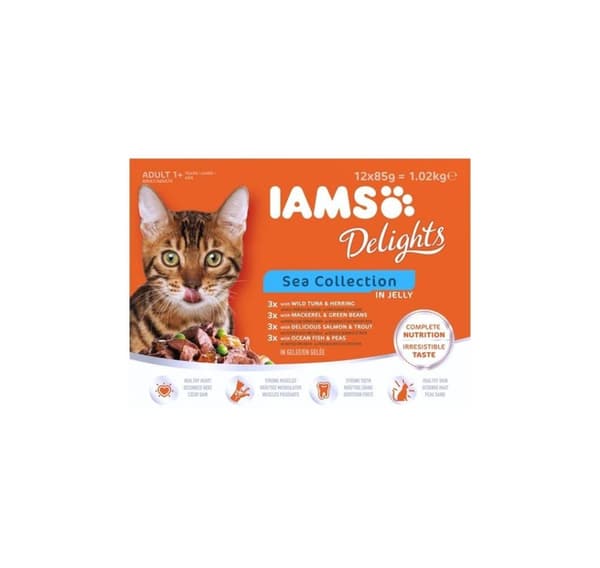 Fullfôr (våt) Gleder voksne, forskjellige fiskesmaker - sjøsamling i gelé 1,02 kg, Iams