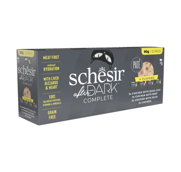 After Dark multipack pate i buljong våtfôr til katter 12x80g, Schesir