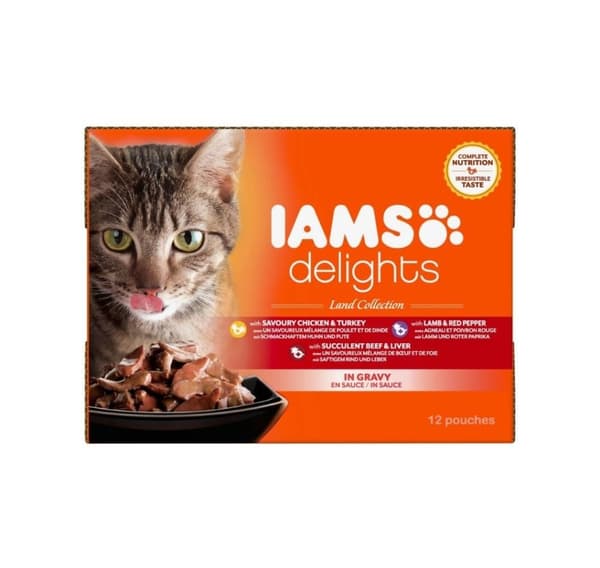 Komplett (våt) fôr gleder voksne, forskjellige kjøttsmaker - landsamling i saus 1,02 kg, Iams