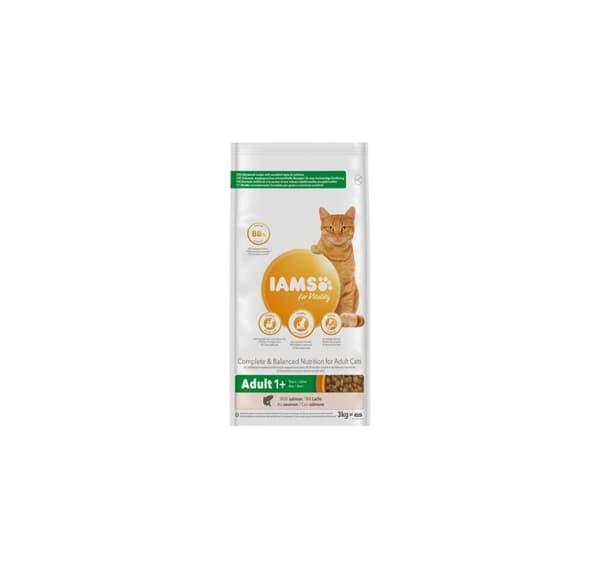 Komplett tørrfôr IAMS CAT Voksen laks 3kg til katter