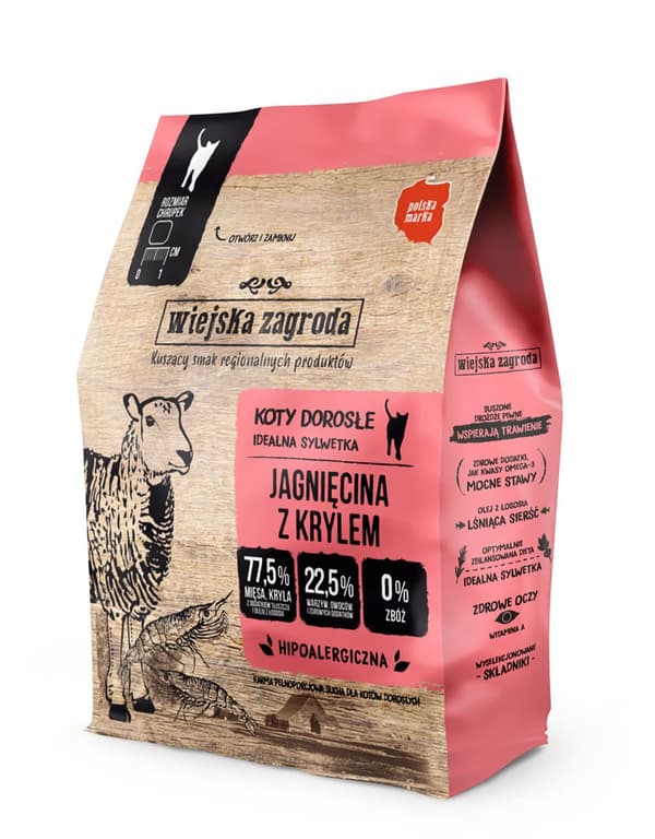 Wiejska Zagroda Jagnięcina z krylem - Sådan karma dla kota - 400g