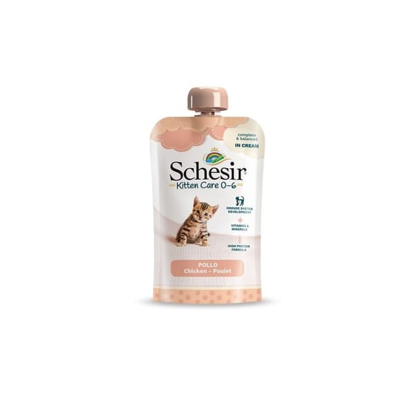 Kitten Care 0-6 kyckling i grädde 150g våtfoder för kattungar, Schesir