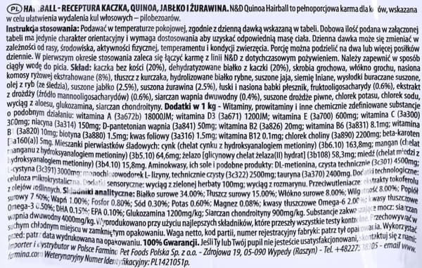 FARMINA N&D Quinoa Hairball - tør kattefoder - 1,5 kg