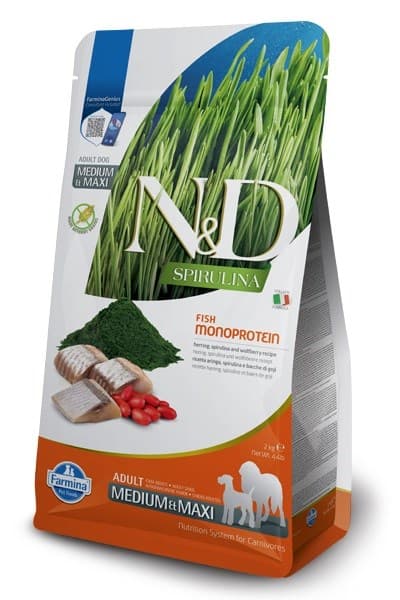 FARMINA N&D Spirulina Herring Adult Med/Maxi - torrfoder för hundar - 7 kg