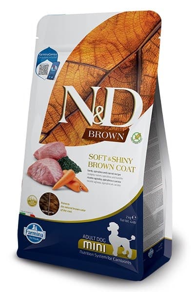 FARMINA N&D Brown Dog Lamb, Spirulina&Carrot Adult Mini - koiran kuivaruoka - 2 kg