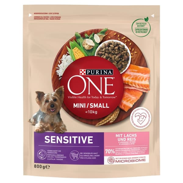 PURINA One Mini/Small Sensitive Salmon, ris - tørfoder til hunde - 800 g