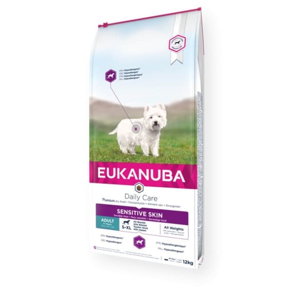 Voksen fisk til hunde med følsom hud 12 kg, Eukanuba