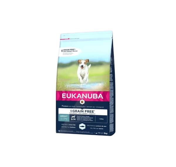 Voksen havfisk til små og mellemstore hunde kornfri 3 kg, Eukanuba
