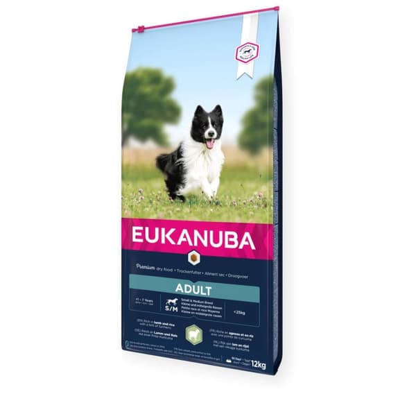 Vuxen lamm och ris för små och medelstora hundar 12 kg, Eukanuba