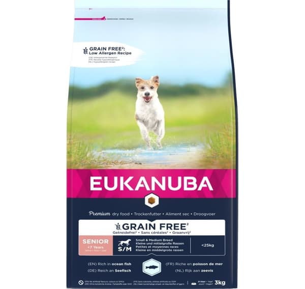 Senior kornfri senior havfisk til små og mellemstore hunde 3 kg, Eukanuba