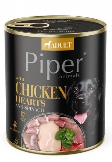 DOLINA NOTECI Piper Kyllingehjerter med spinat - Våd hundefoder - 800 g