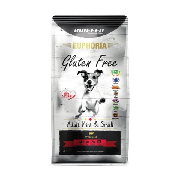 BIOFEED Euphoria Glutenfri Voksen mini & lille oksekød - tørt hundefoder - 12 kg