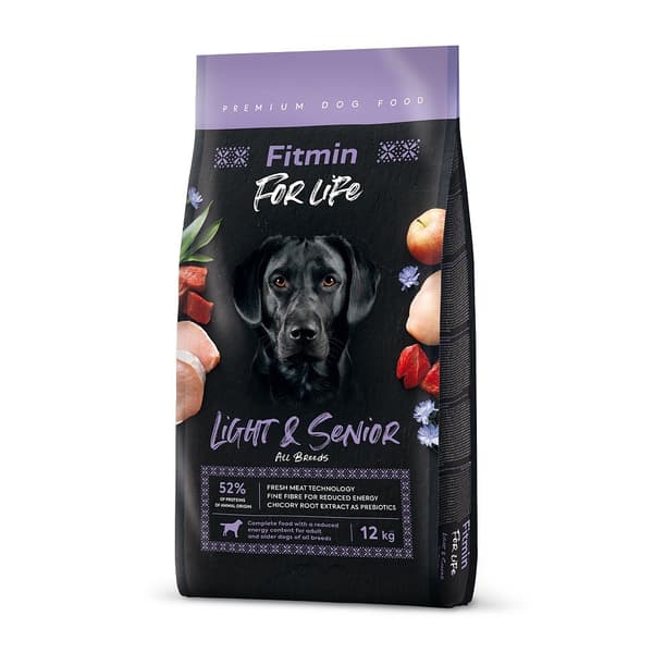 FITMIN Dog for Life Light&Senior - torrfoder för hundar - 12 kg