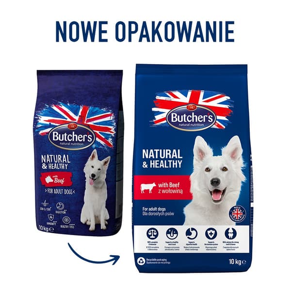 BUTCHER'S Natural&Sund med oksekød - tørt hundefoder - 10 kg