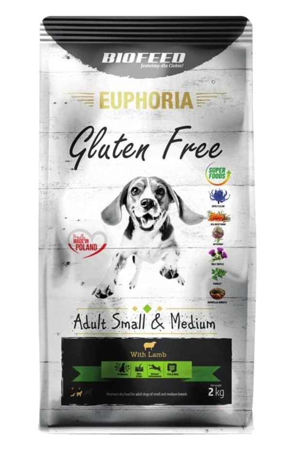 BIOFEED Euphoria Glutenfri Vuxen små och medelstora lamm - torrfoder för hundar - 2 kg