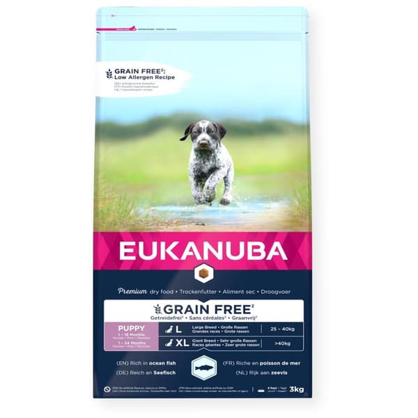EUKANUBA Hvalpe stor race kornfri havfisk - tør hundefoder - 3 kg