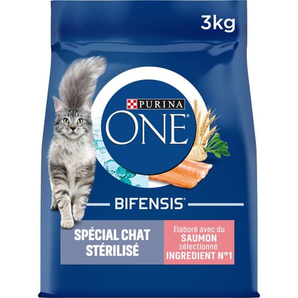 PURINA ONE steriliserad katt - med lax och vete - 3 kg - Kroketter för vuxna katter