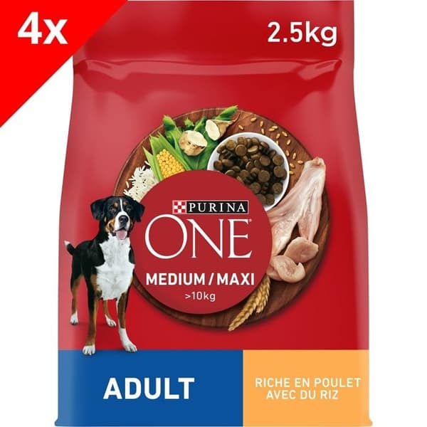 Torrfoder Purina one Medium/Maxi > 10 kg Torrfoder för hundar, 4 påsar à 2,5 kg vardera