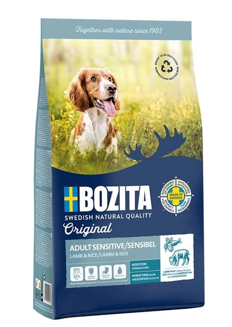 BOZITA Original Sensitive Digestion Lam og ris - tørt hundefoder - 12 kg