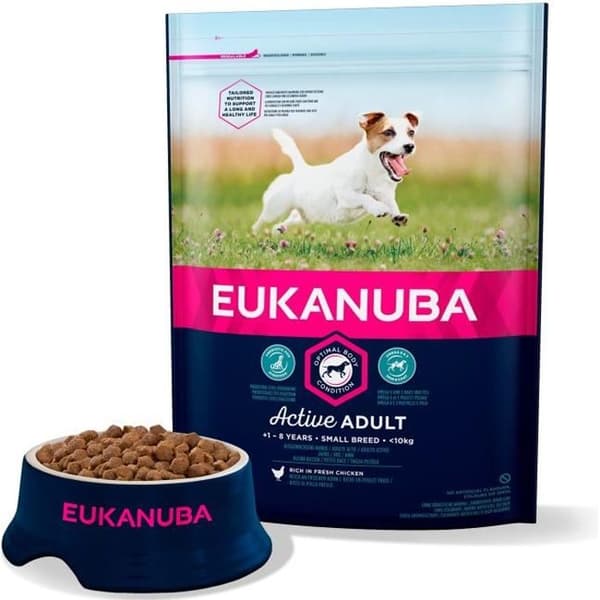 Eukanuba vuxen hund (1 till 7 år) Små (-10 kg) Kycklingkroketter 3 kg
