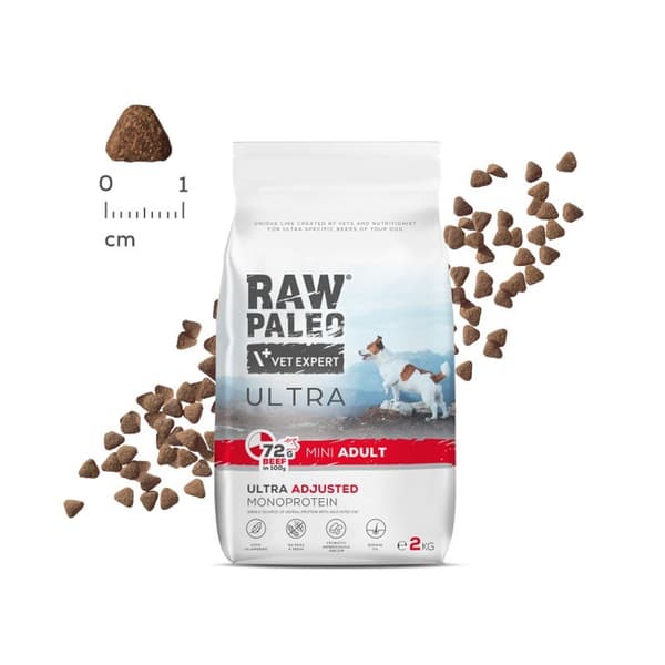 RAW PALEO Ultra Mini Adult Oksekød - tørt hundefoder - 750 g