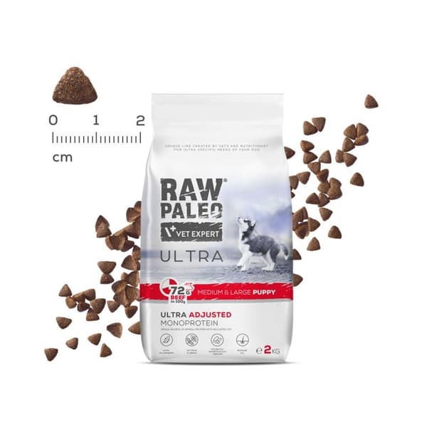 RAW PALEO Ultra Medium&Large Puppy Beef - tørfoder til hvalpe - 10 kg