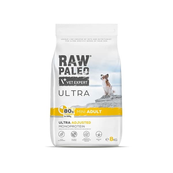 RAW PALEO Ultra Mini Adult Turkey - kuiva koiranruoka - 8 kg