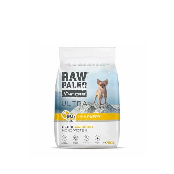 RAW PALEO Ultra Mini Puppy Kalkun - tørfoder til hvalpe - 750 g