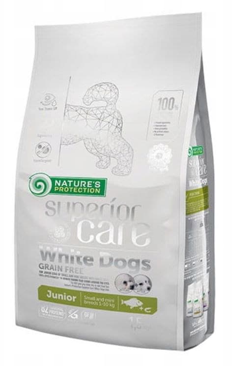 NATURENS BESKYTTELSE Superior Care Hvide Hunde Kornfri Junior Small Białoryba - tørfoder til hvalpe - 1,5 kg