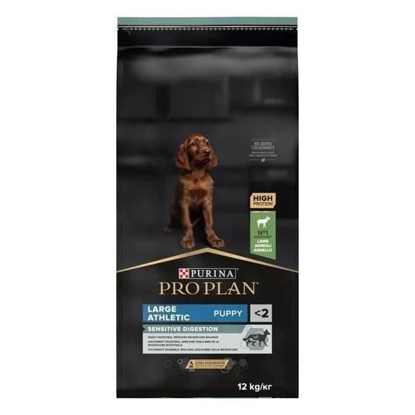 PRO PLAN Large Puppy Athletic Sensitive Digestion Rich på lamm - 12KG - Komplett foder för medelstora valpar