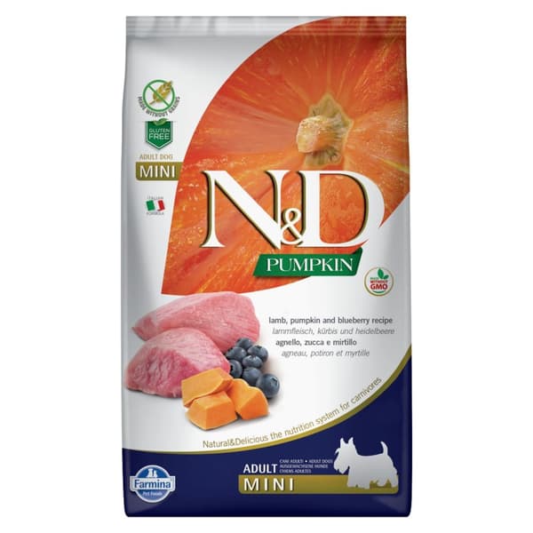 FARMINA N&D Pumpkin Lamb&Blueberry Mini Adult - torrfoder för hundar - 7 kg