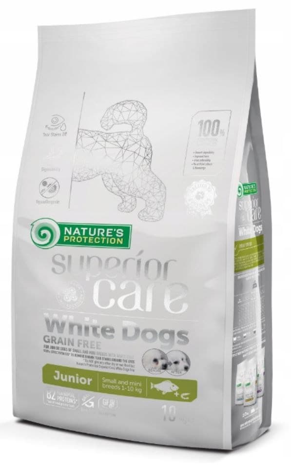 NATURENS BESKYTTELSE Superior Care Hvide Hunde Kornfri Junior Small Białoryba - tørfoder til hvalpe - 10 kg