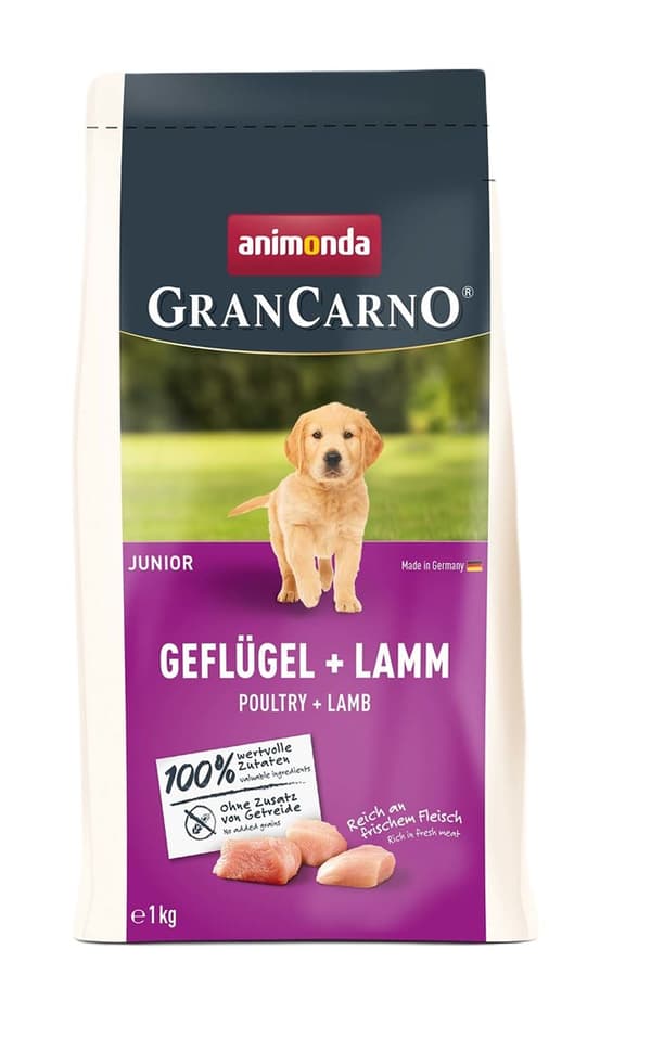ANIMONDA GranCarno Junior Fjerkræ med lam - tørt hundefoder - 1 kg