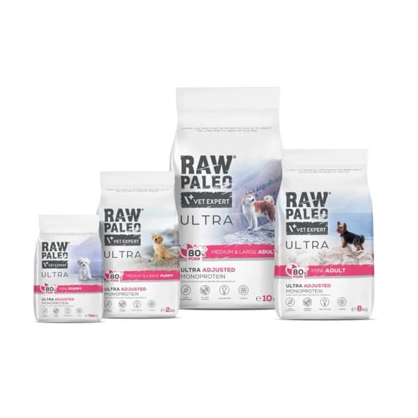 RAW PALEO Ultra Pork Medium & Stor voksen - tørt hundefoder - 2 kg