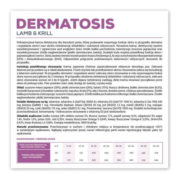 VETEXPERT Veterinärdiet Dermatos Hund Lamm & Krill - torr hundmat - 2 kg