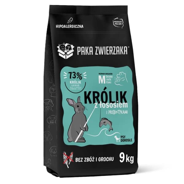 PAKA ZWIERZAKA Kanin med lax M - torrfoder för hundar - 9 kg