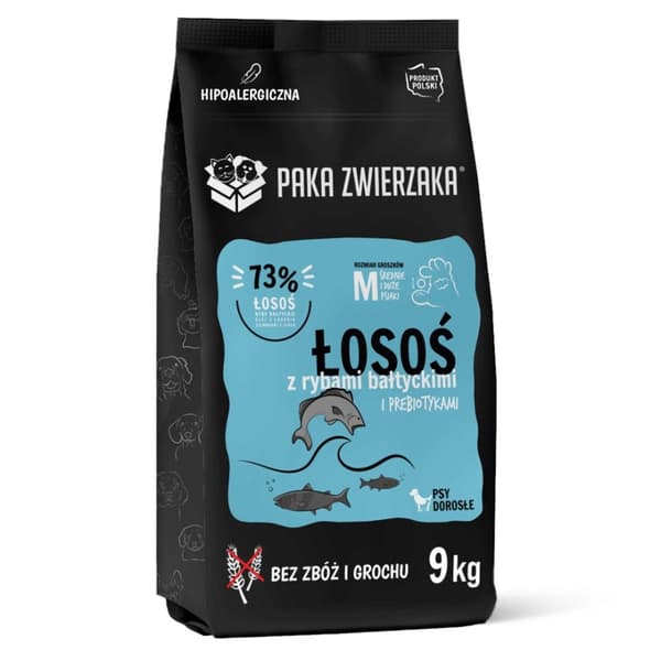 PAKA ZWIERZAKA Laks med østersøfisk M - tørfoder til hunde - 9 kg