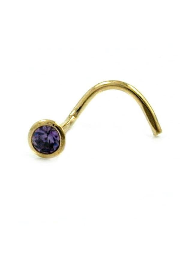 Nose Screw Cubic Zirconia Purple 18k Gold - GL430738