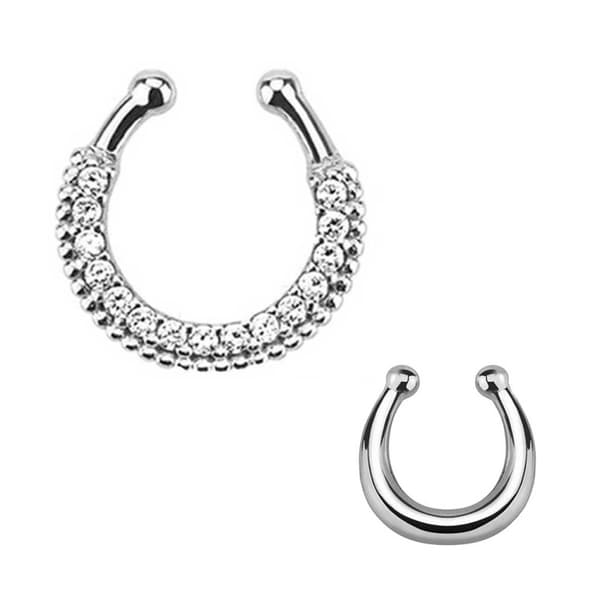 2-pack Fake Septum Näsring Fakepiercing Silver