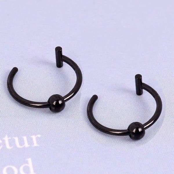 Fakepiercing av Rostfritt Stål - 8 mm - Svart