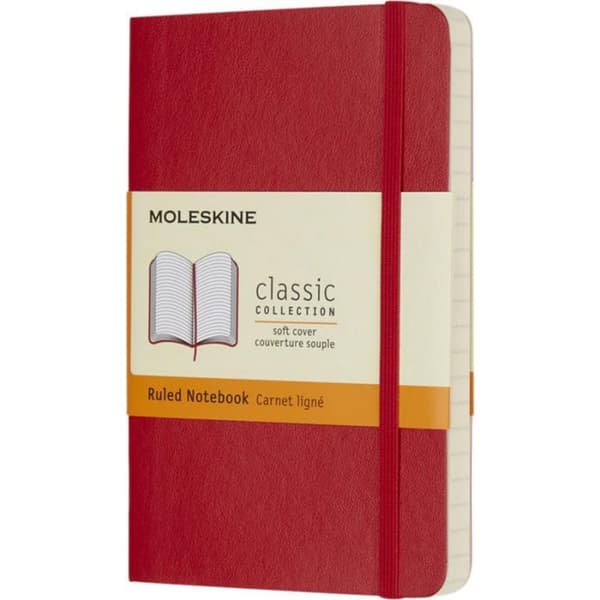 Moleskine Classic Pocket Soft Cover Ruled Notebook med blødt omslag Scarlet Red One Size